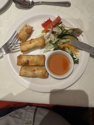 Duck Spring Rolls at the Garden Hotel and Cantonese Restaurant